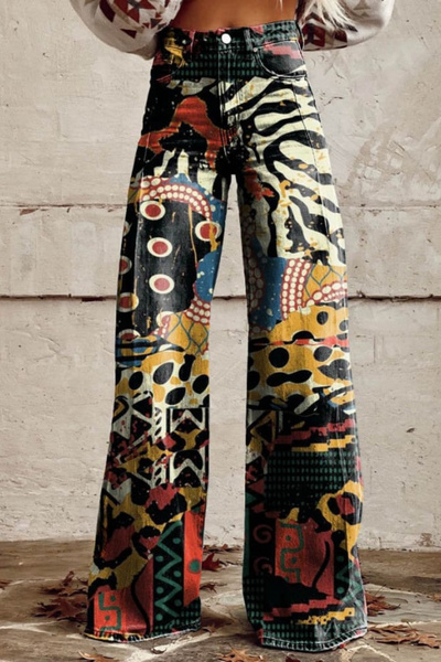 Stiilsed Boho Vintage Laiad Püksid