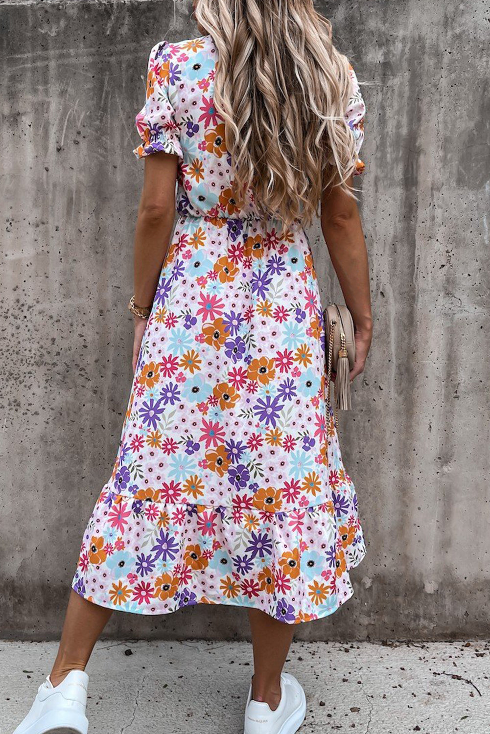 Georgia™ | Maxi Elegantne Kleit Lillede ja V-kujulise Kaelusega