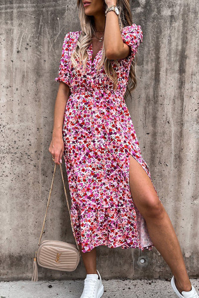 Georgia™ | Maxi Elegantne Kleit Lillede ja V-kujulise Kaelusega
