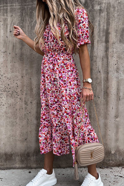 Georgia™ | Maxi Elegantne Kleit Lillede ja V-kujulise Kaelusega