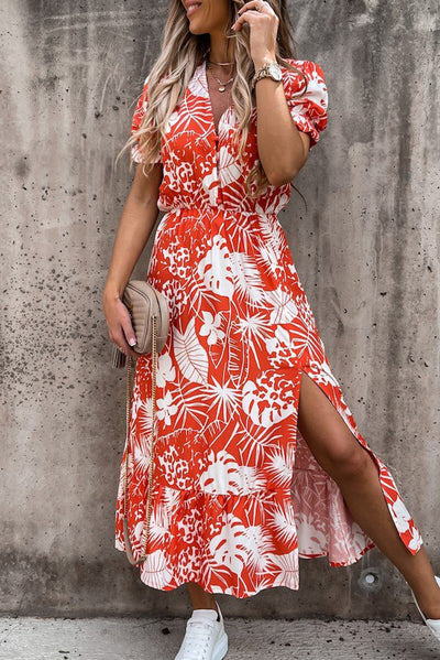 Georgia™ | Maxi Elegantne Kleit Lillede ja V-kujulise Kaelusega
