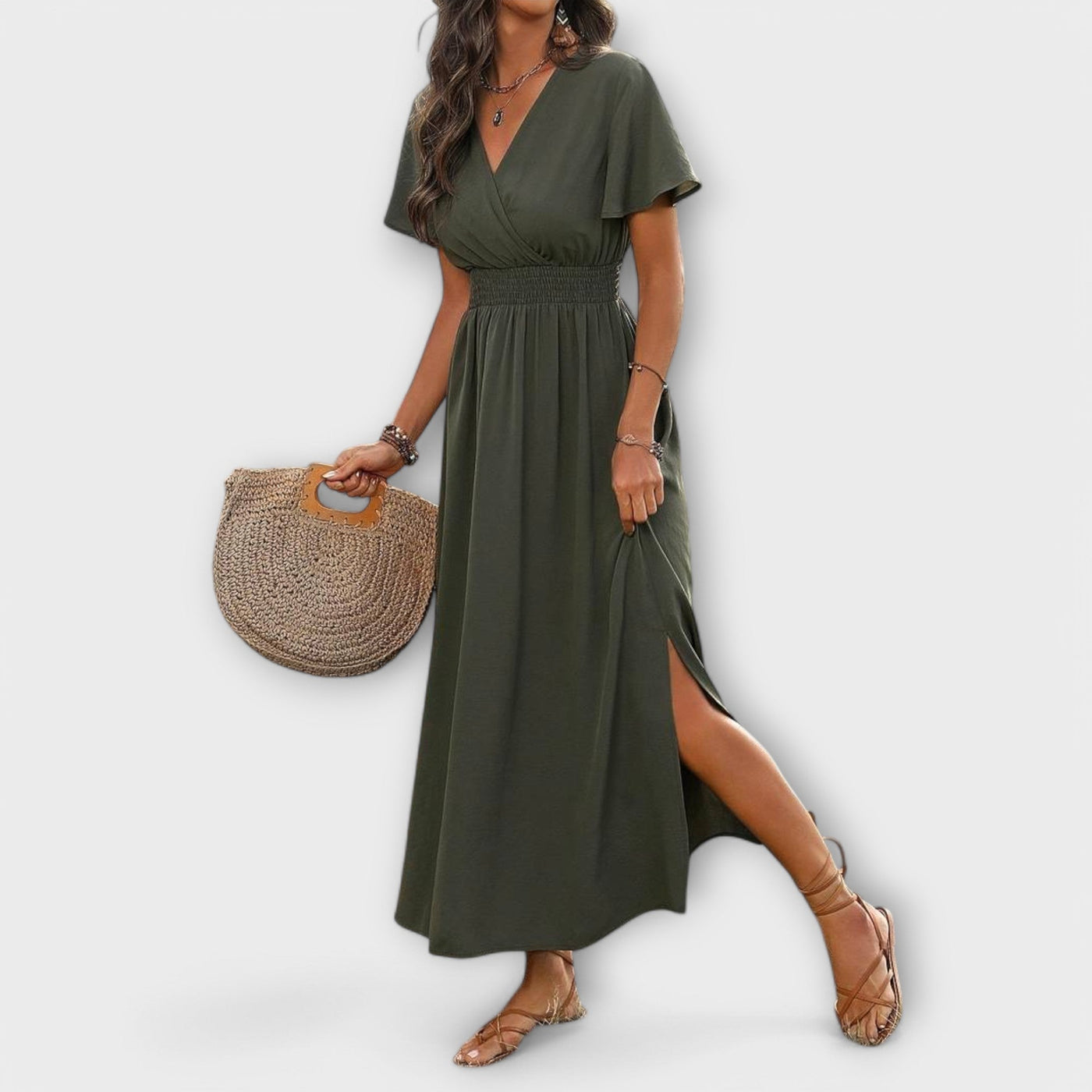 Heather - Elegantne Boho kleit V-kujulise dekolteega ja pikkade varrukatega