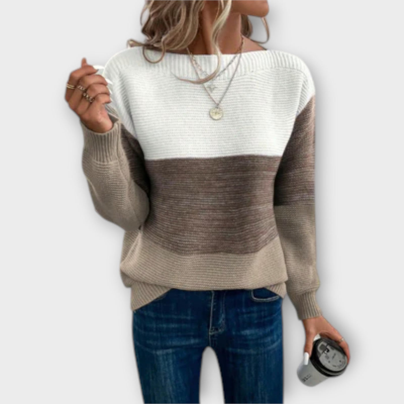 Clara - Elegantne kolme värvi patchwork kampsun