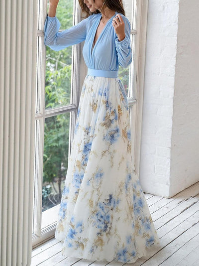 Elena™ - Elegantne pikk kleit lillemustriga