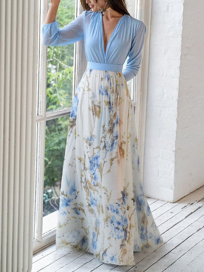 Elena™ | Elegantne Pikk Kleit Lillemustriga