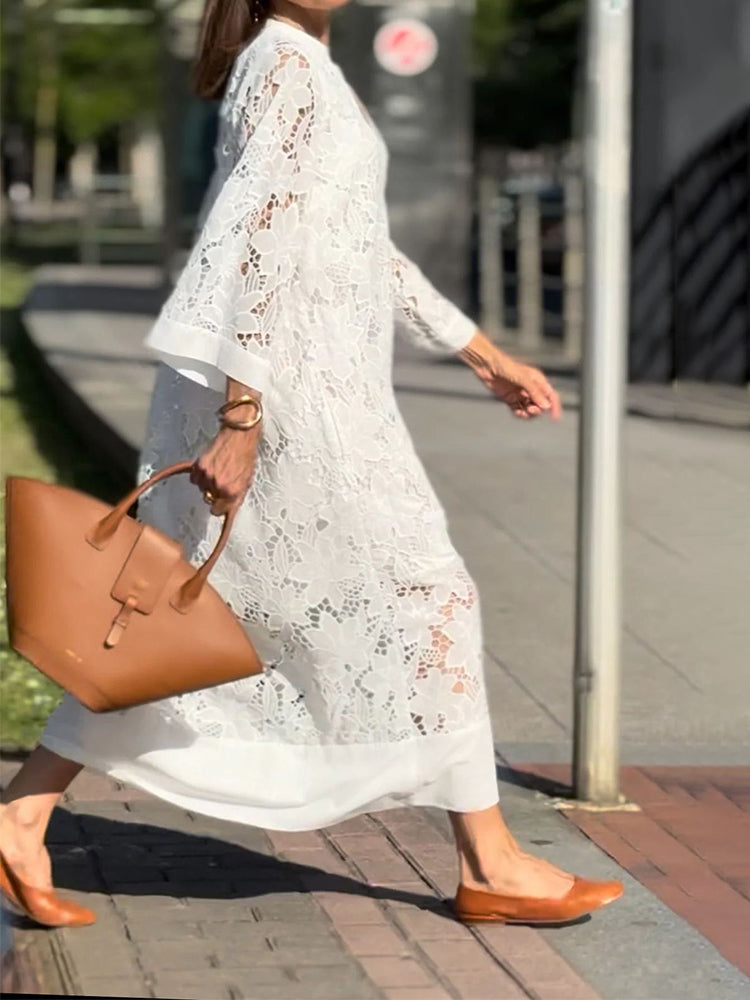Nanna™ | Valge pikk maxi kleit