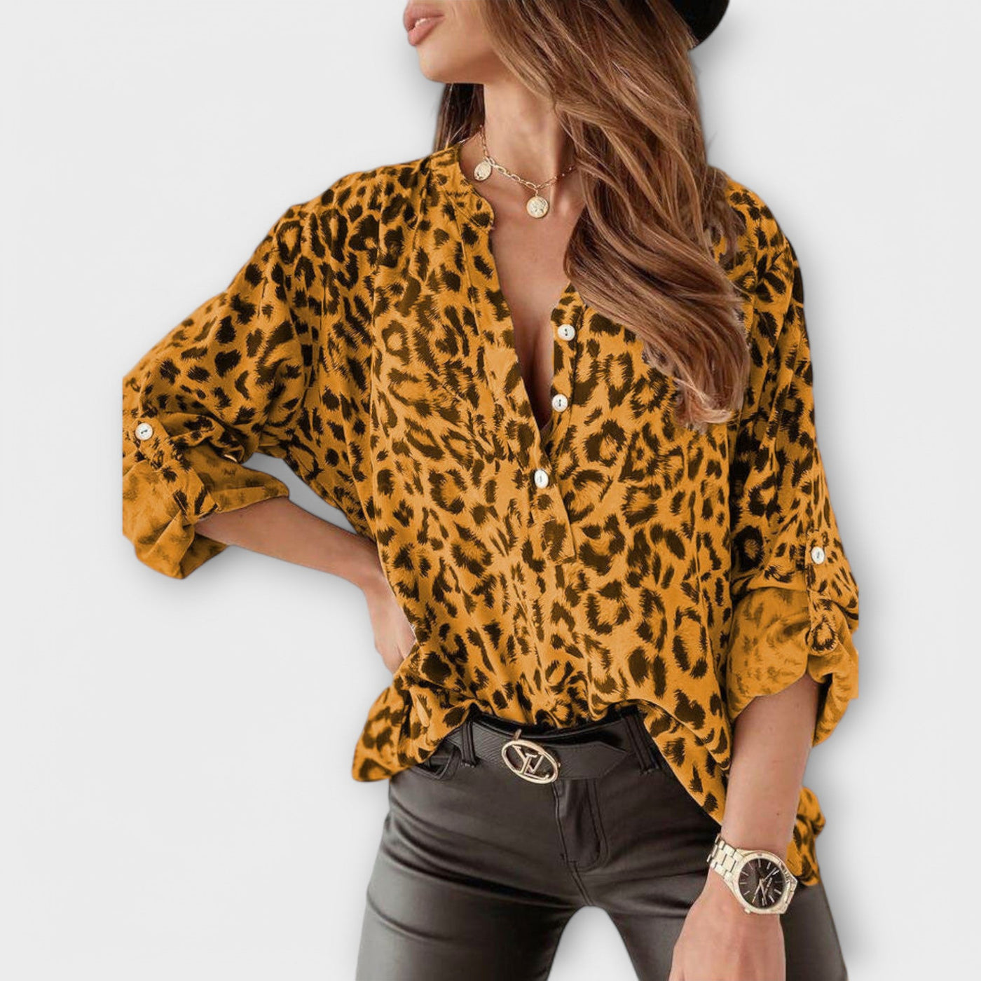 Moodne leopardimustriga pluus