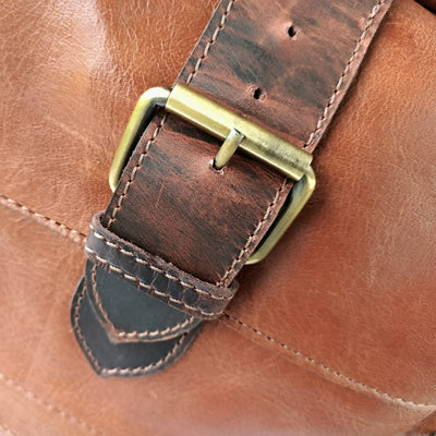 Tumepruun Nahk-Rucksack