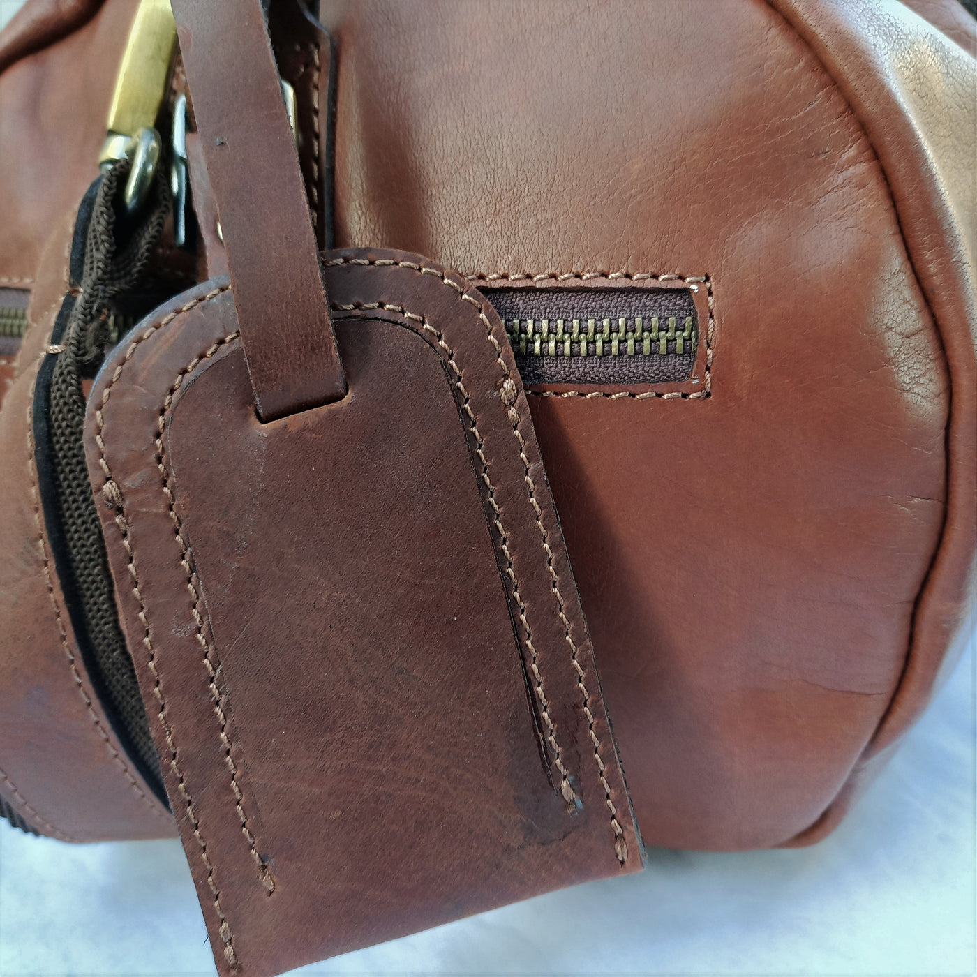 Pruun Nahk-Duffel-Kott