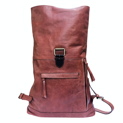 Tumepruun Nahk-Rucksack
