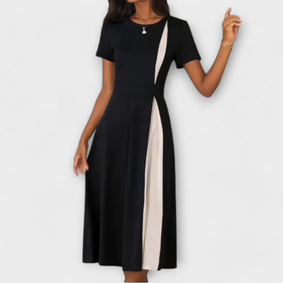 Hanne - Must-valge midi kleit