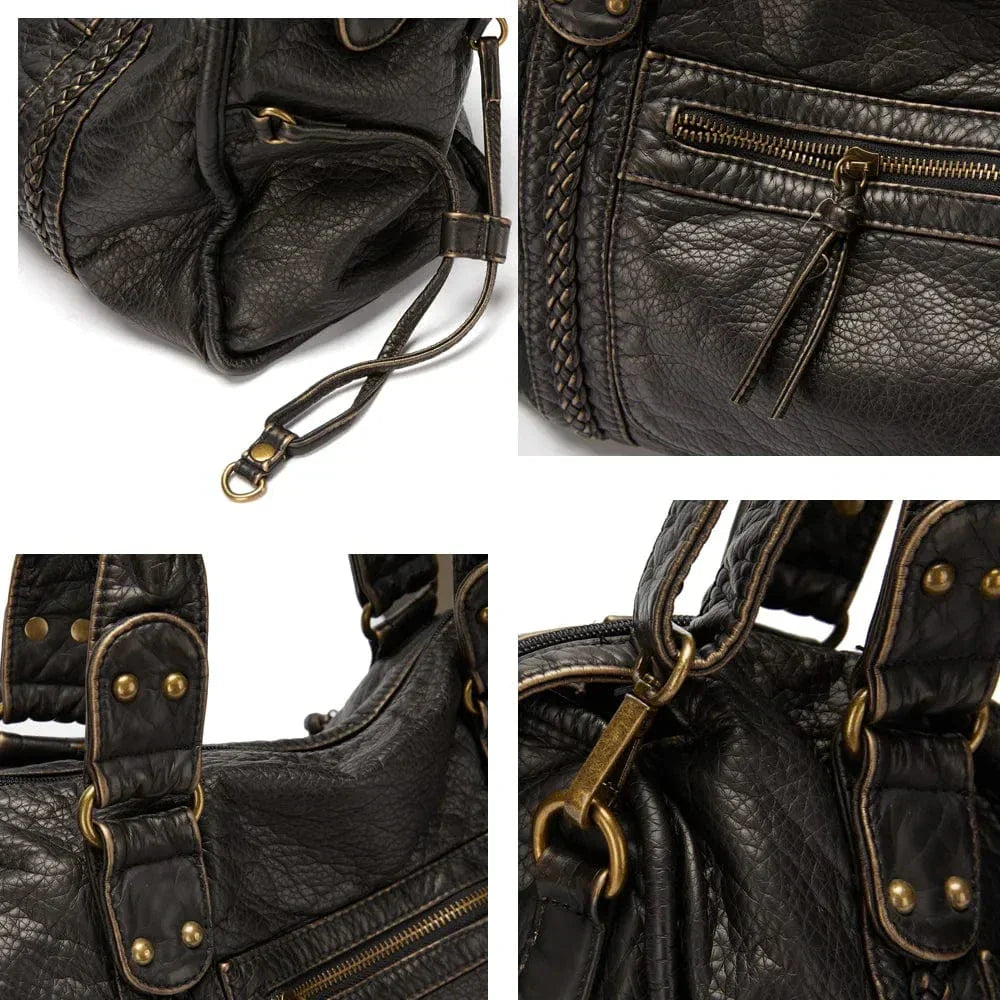 Stiilne Vintage Must Nahk Kott