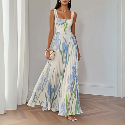 Nina Stiloso Pikk Plisseeritud Lillene Kleid