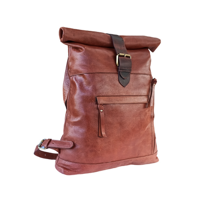 Tumepruun Nahk-Rucksack