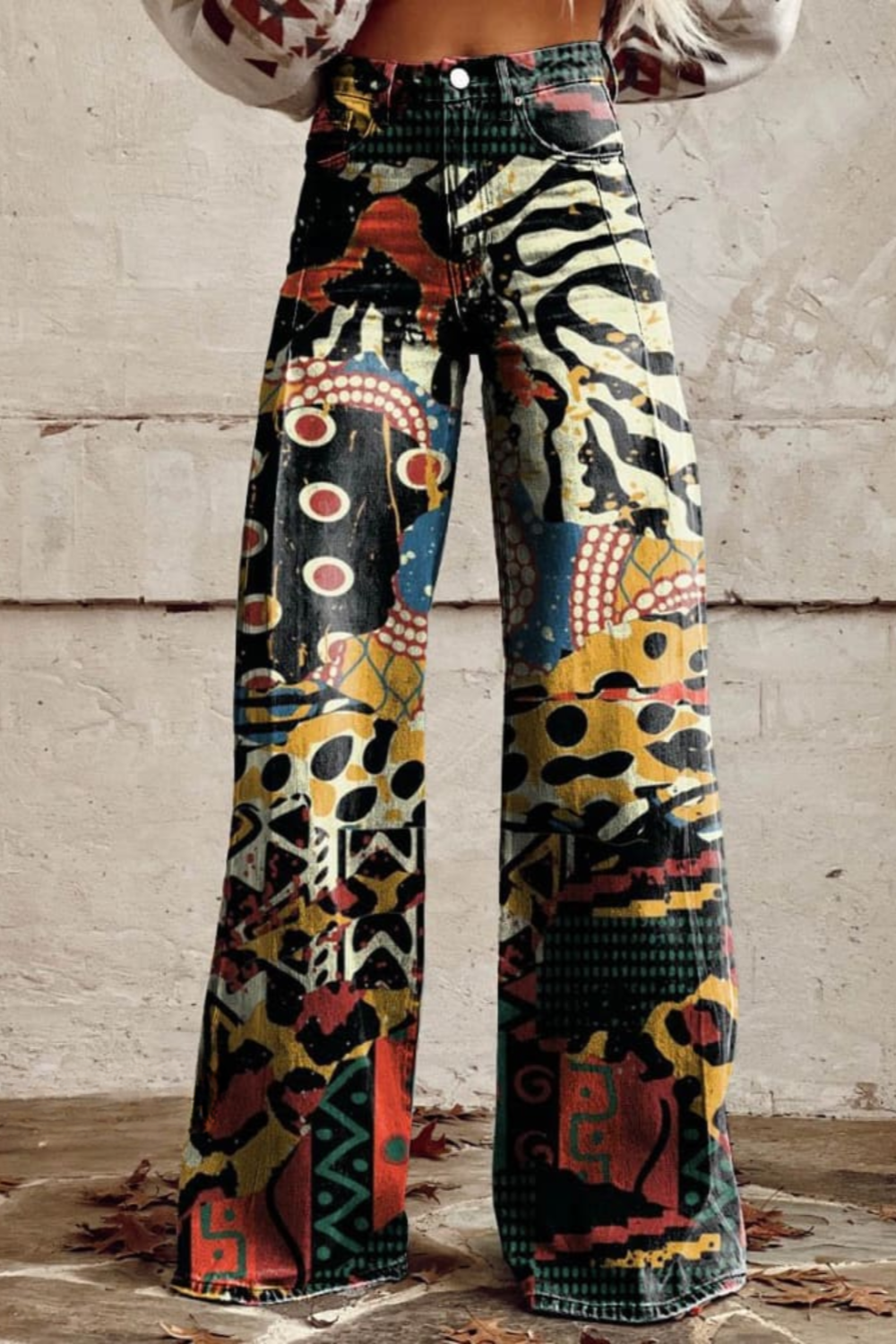 Stiilsed Boho Vintage Laiad Püksid