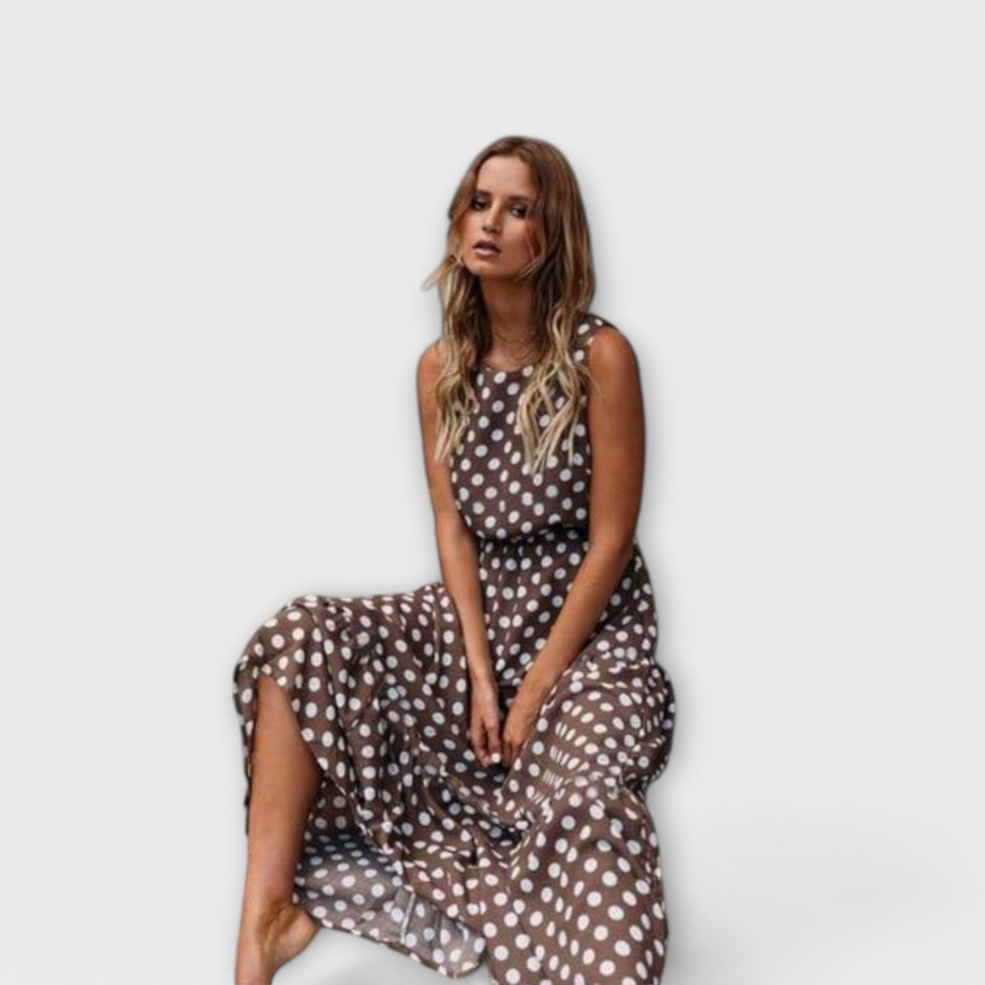 Danae - Boho midi kleit täppidega