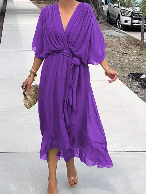 Monica™ - Elegantsed šifoon-siidkleit veetleva V-dekolteega