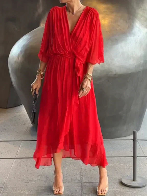Monica™ - Elegantsed šifoon-siidkleit veetleva V-dekolteega