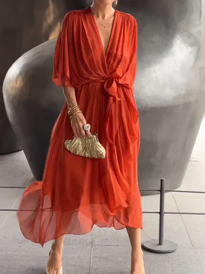 Monica™ - Elegantsed šifoon-siidkleit veetleva V-dekolteega